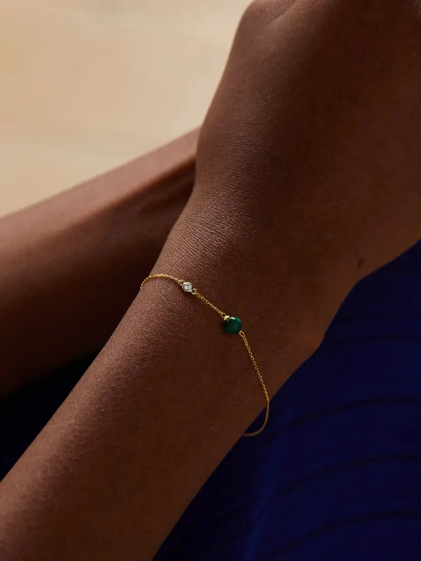 Mateo Dot 14-karat Gold, Malachite And Diamond Bracelet - Green | Thumbnail 2