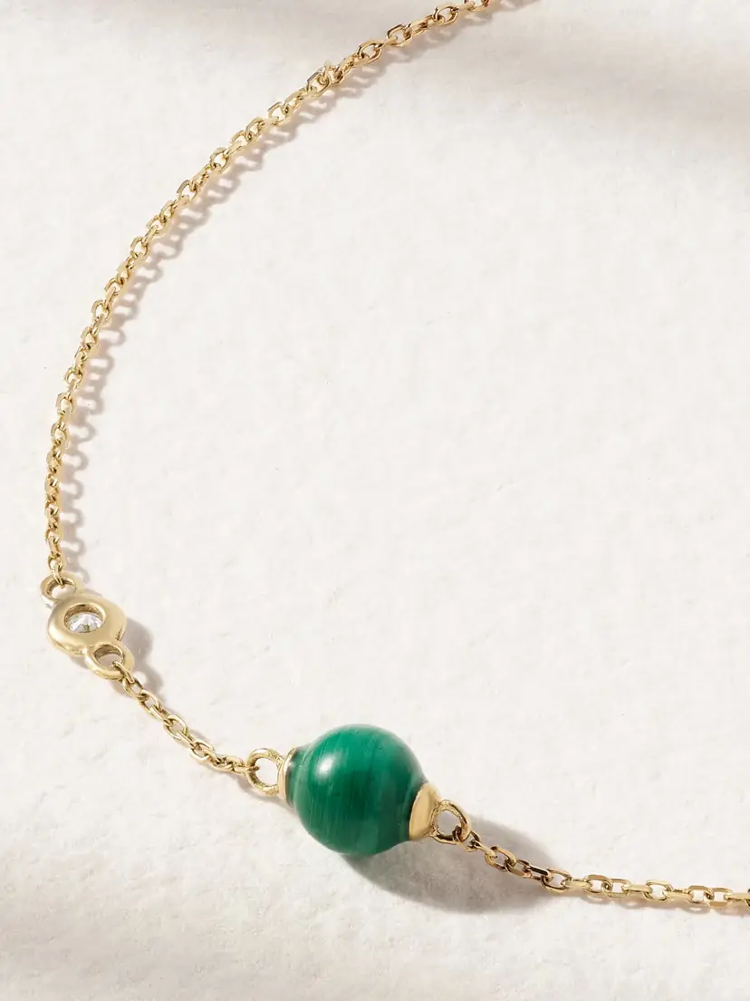 Mateo Dot 14-karat Gold, Malachite And Diamond Bracelet - Green | Thumbnail 4