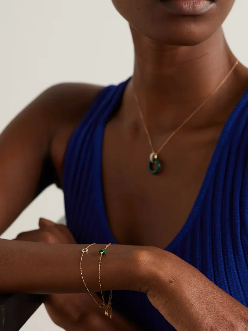 Mateo Dot 14-karat Gold, Malachite And Diamond Bracelet - Green | Thumbnail 5
