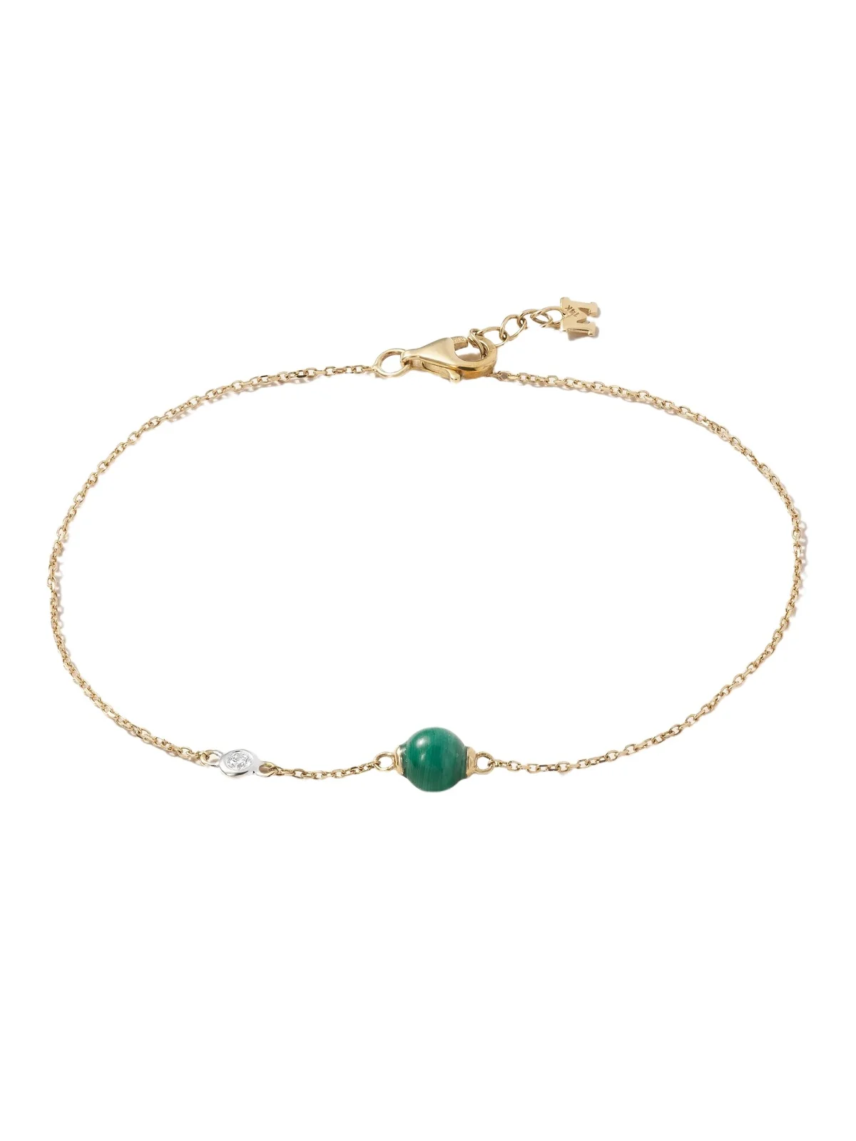 Mateo Dot 14-karat Gold, Malachite And Diamond Bracelet - Green