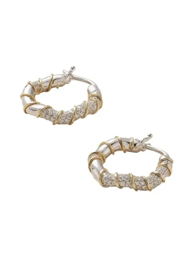 18-karat White And Yellow Gold Diamond Hoop Earrings 18-karat White And Yellow Gold Diamond Hoop Earrings