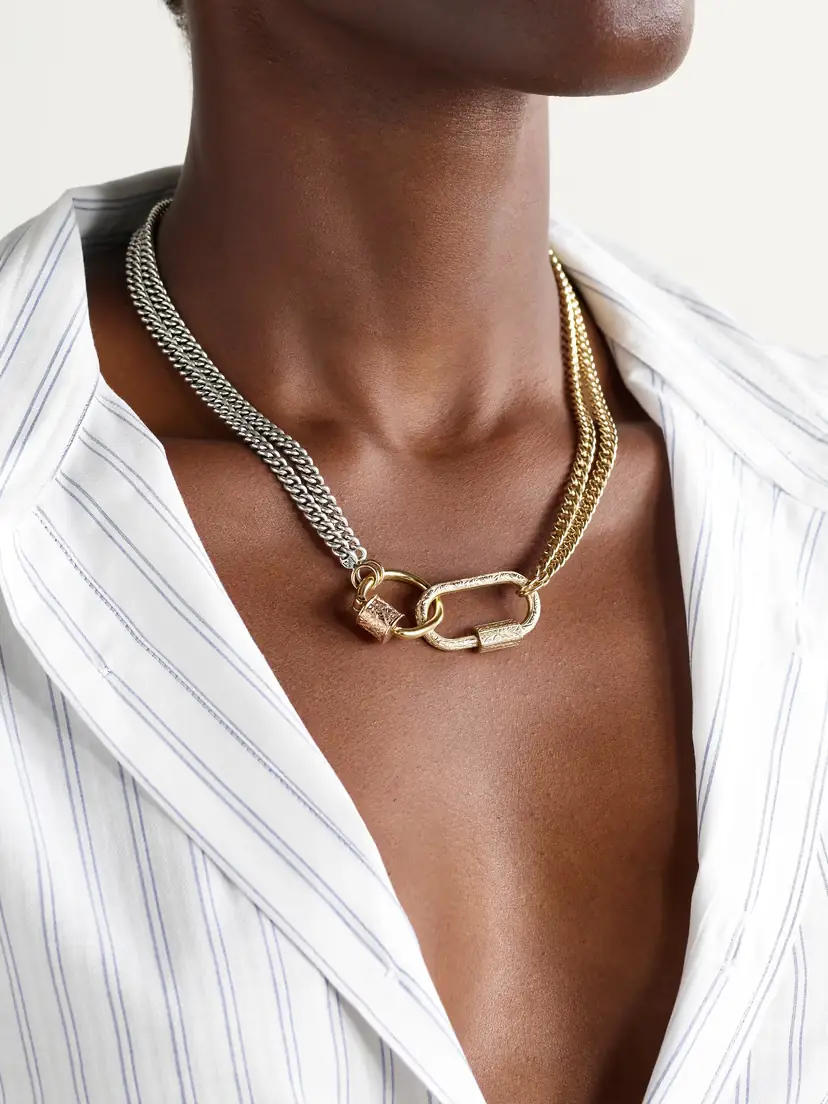 Marla Aaron Sterling Silver, 18-karat Yellow And Rose Gold Necklace | Thumbnail 2