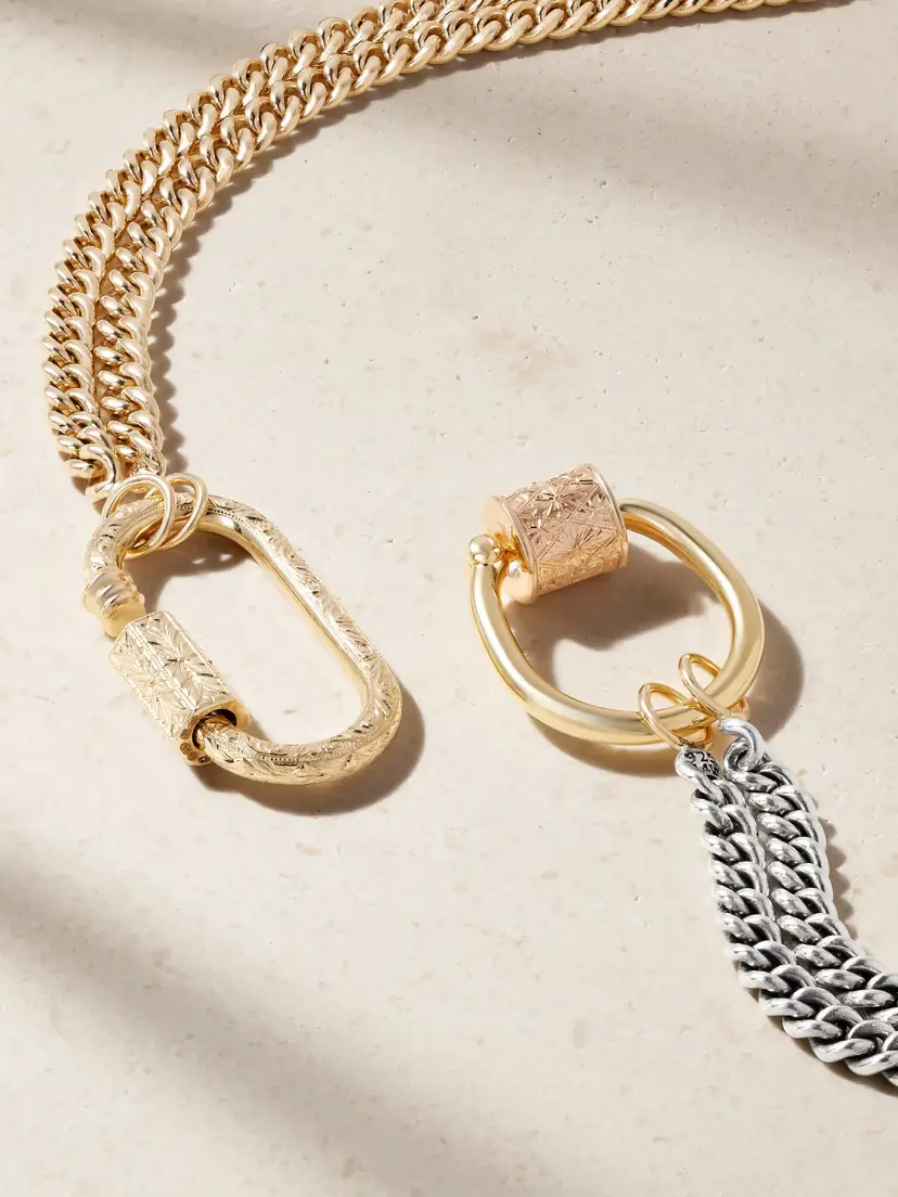 Marla Aaron Sterling Silver, 18-karat Yellow And Rose Gold Necklace | Thumbnail 3