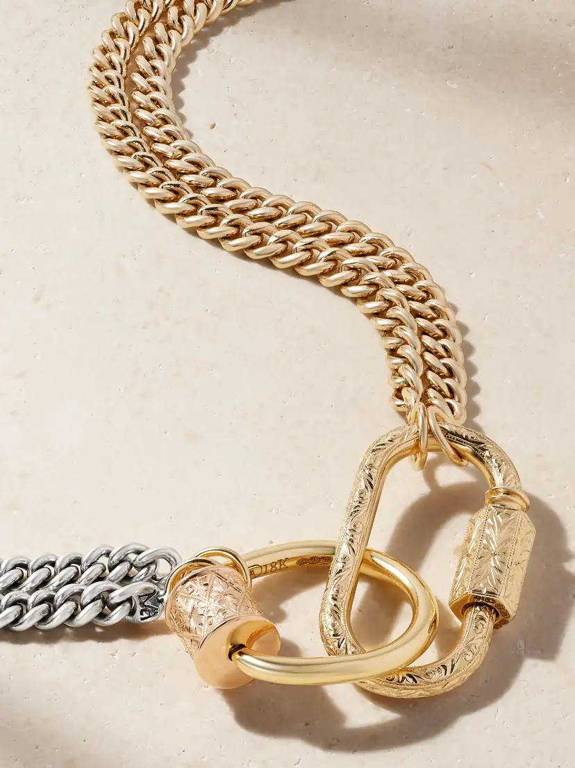 Marla Aaron Sterling Silver, 18-karat Yellow And Rose Gold Necklace | Thumbnail 4