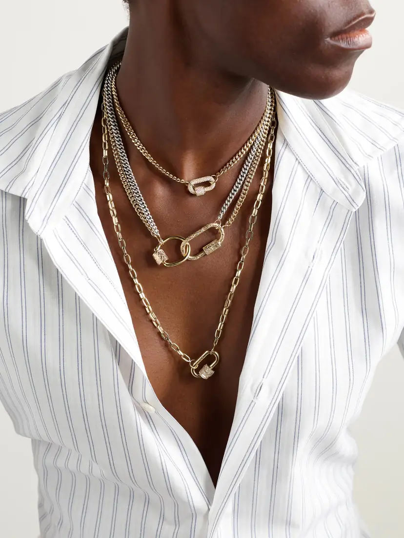 Marla Aaron Sterling Silver, 18-karat Yellow And Rose Gold Necklace | Thumbnail 5