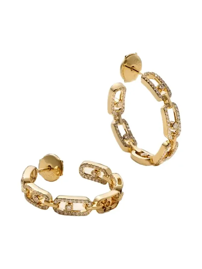 Small Move Link 18-karat Gold Diamond Hoop Earrings Small Move Link 18-karat Gold Diamond Hoop Earrings