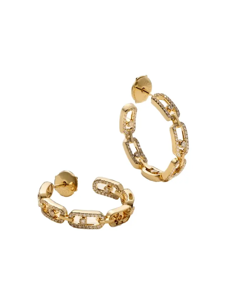 Messika Small Move Link 18-karat Gold Diamond Hoop Earrings | Image 1 Messika Small Move Link 18-karat Gold Diamond Hoop Earrings | Image 1