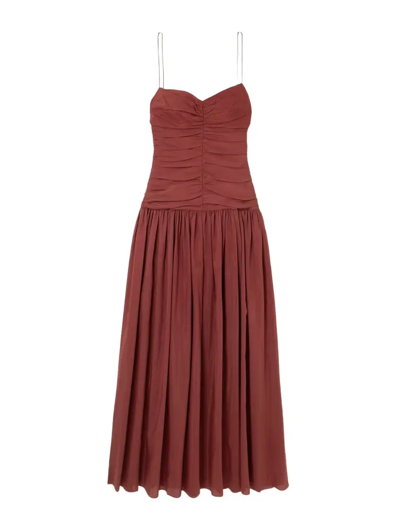 Matteau Gathered Organic Cotton And Silk-blend Midi Dress | Image 1 Matteau Gathered Organic Cotton And Silk-blend Midi Dress | Image 1