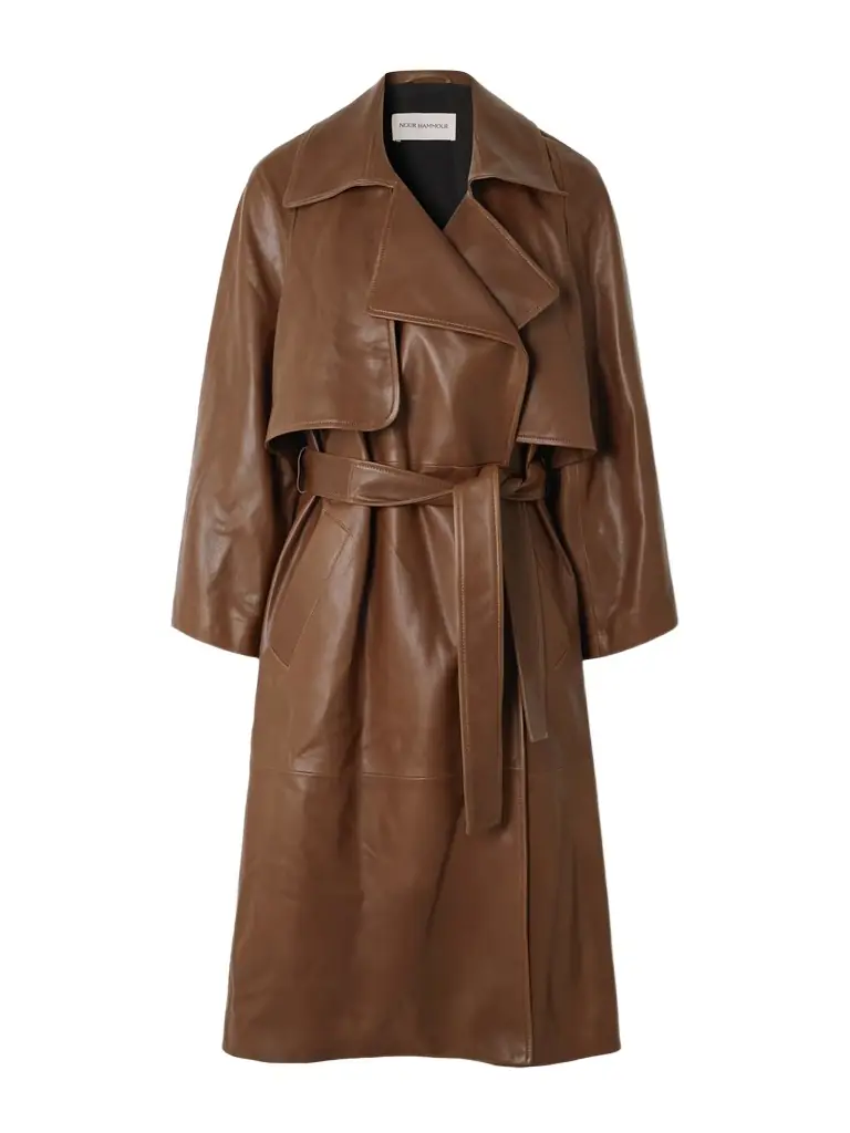 Nour Hammour Cisely Belted Leather Trench Coat | Image 1 Nour Hammour Cisely Belted Leather Trench Coat | Image 1