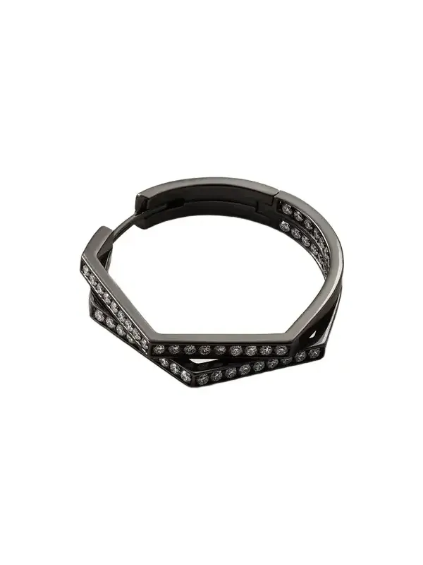 Antifer Medium 18-karat Blackened Gold Diamond Single Hoop Earring Antifer Medium 18-karat Blackened Gold Diamond Single Hoop Earring