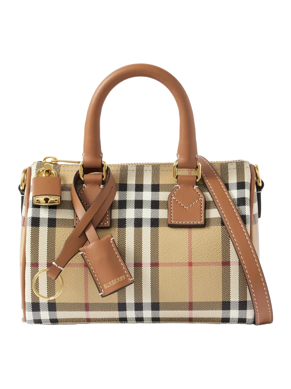 Mini Bowling Leather-trimmed Checked Bag