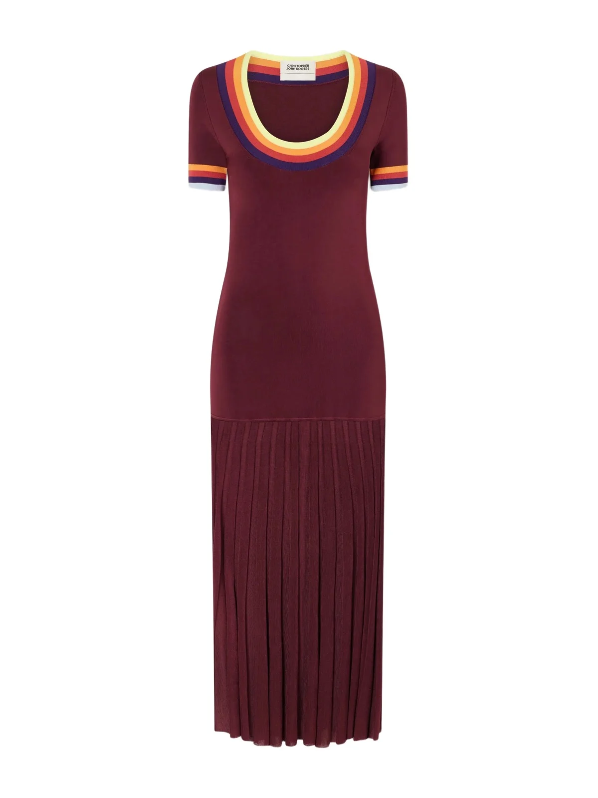 Pleated Ribbed Maxi Dress