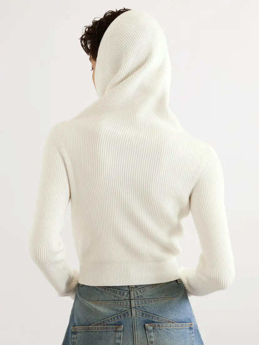 Alaïa Hooded Cropped Ribbed Wool-blend Sweater | Thumbnail 4 Alaïa Hooded Cropped Ribbed Wool-blend Sweater | Thumbnail 4