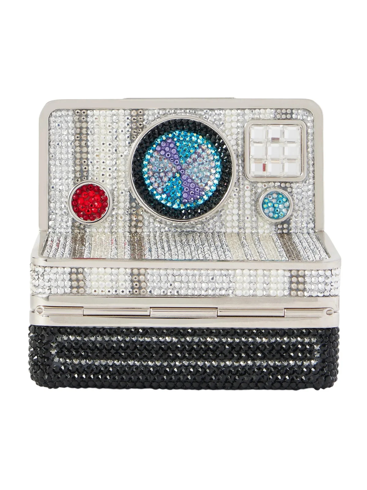 Image Crystal-embellished Silver-tone Clutch