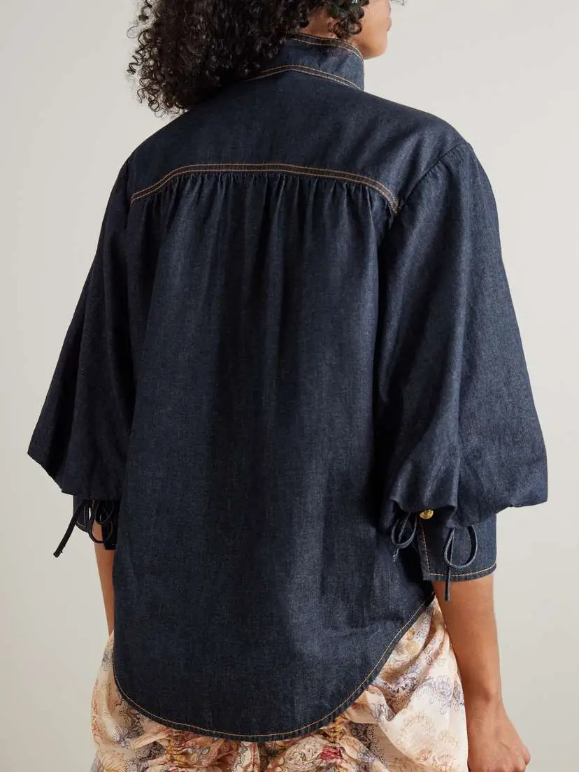 Zimmermann Billow Gathered Denim Blouse | Thumbnail 4 Zimmermann Billow Gathered Denim Blouse | Thumbnail 4