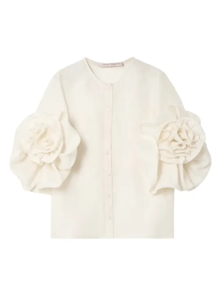 Carolina Herrera Gathered Silk Blouse | Image 1 Carolina Herrera Gathered Silk Blouse | Image 1
