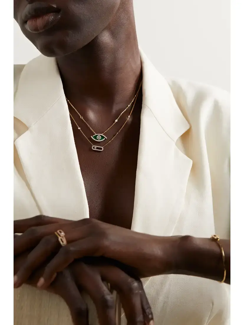Messika Lucky Eye 18-karat Gold, Malachite And Diamond Necklace | Thumbnail 5 Messika Lucky Eye 18-karat Gold, Malachite And Diamond Necklace | Thumbnail 5