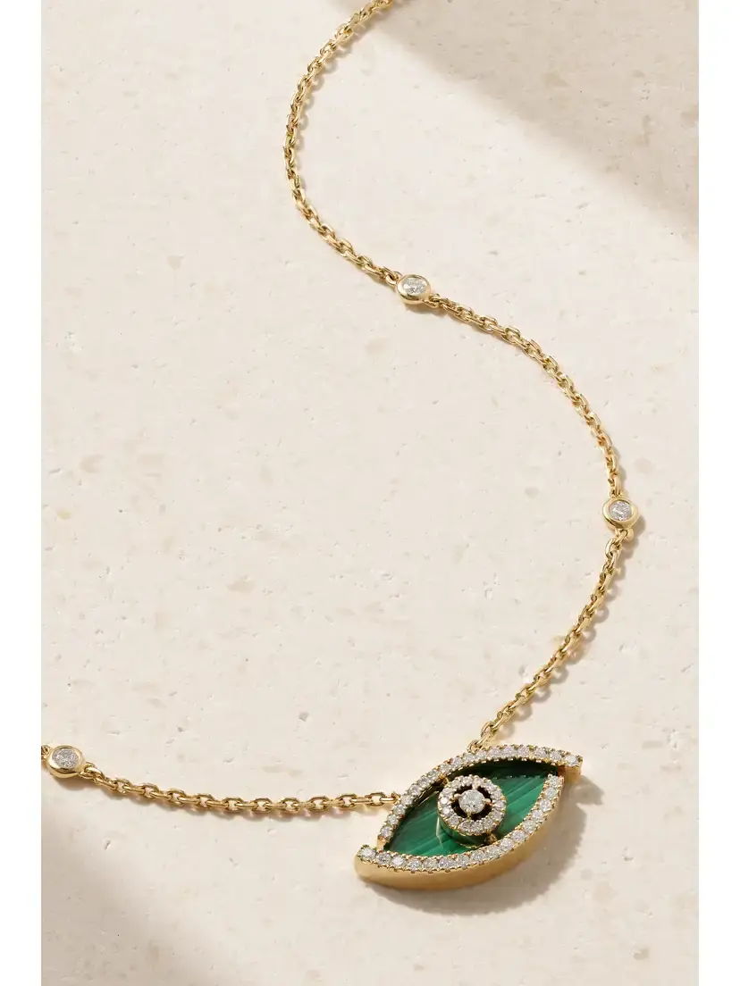 Messika Lucky Eye 18-karat Gold, Malachite And Diamond Necklace | Image 1 Messika Lucky Eye 18-karat Gold, Malachite And Diamond Necklace | Image 1