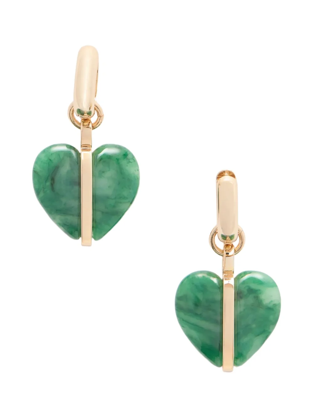 The Stone Mini Heart Gold-tone And Agate Earrings - Green The Stone Mini Heart Gold-tone And Agate Earrings - Green