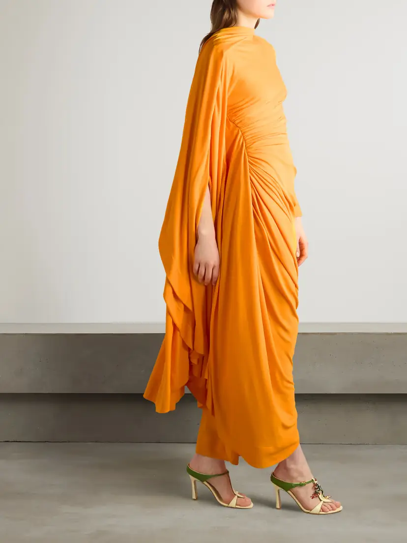 Bottega Veneta Draped Gathered Jersey Maxi Dress | Thumbnail 2 Bottega Veneta Draped Gathered Jersey Maxi Dress | Thumbnail 2