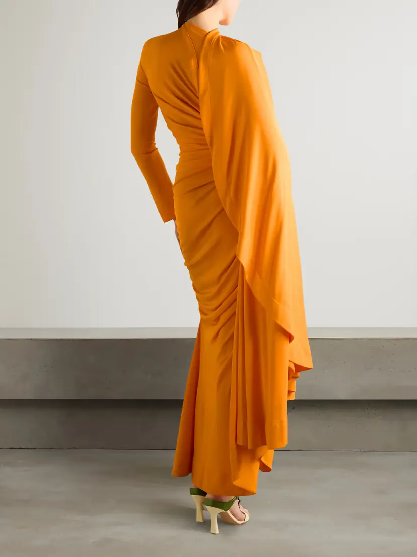 Bottega Veneta Draped Gathered Jersey Maxi Dress | Thumbnail 4 Bottega Veneta Draped Gathered Jersey Maxi Dress | Thumbnail 4