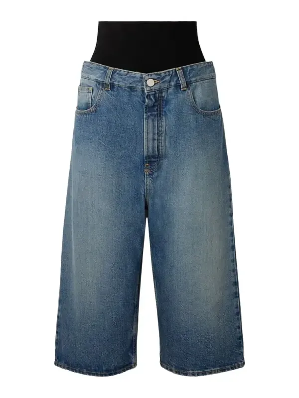 Jersey-trimmed Denim Shorts Jersey-trimmed Denim Shorts