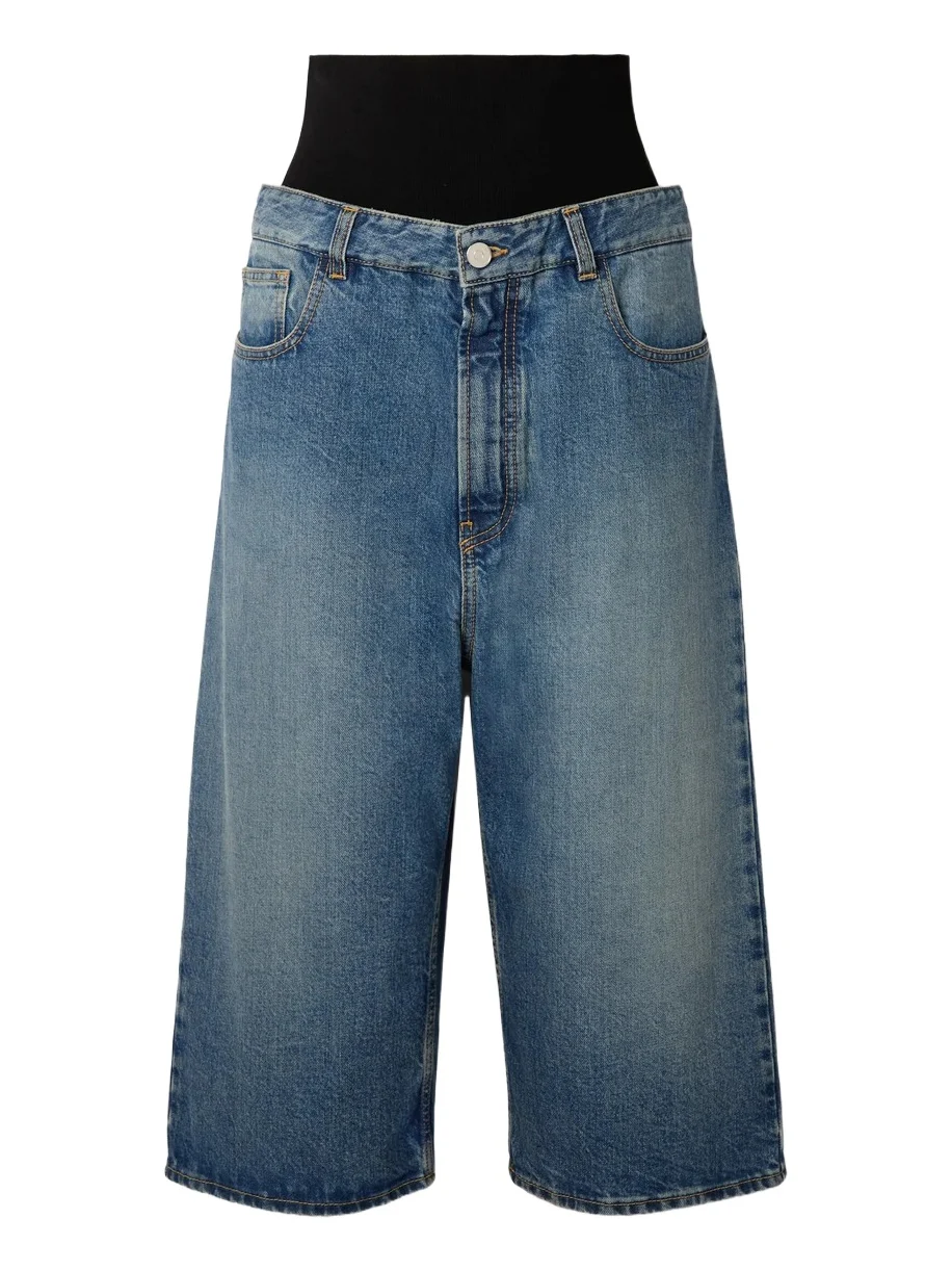 Jersey-trimmed Denim Shorts Jersey-trimmed Denim Shorts
