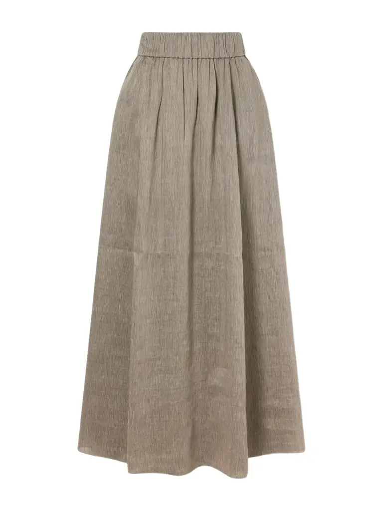 Aria Striped Linen And Silk-blend Maxi Skirt