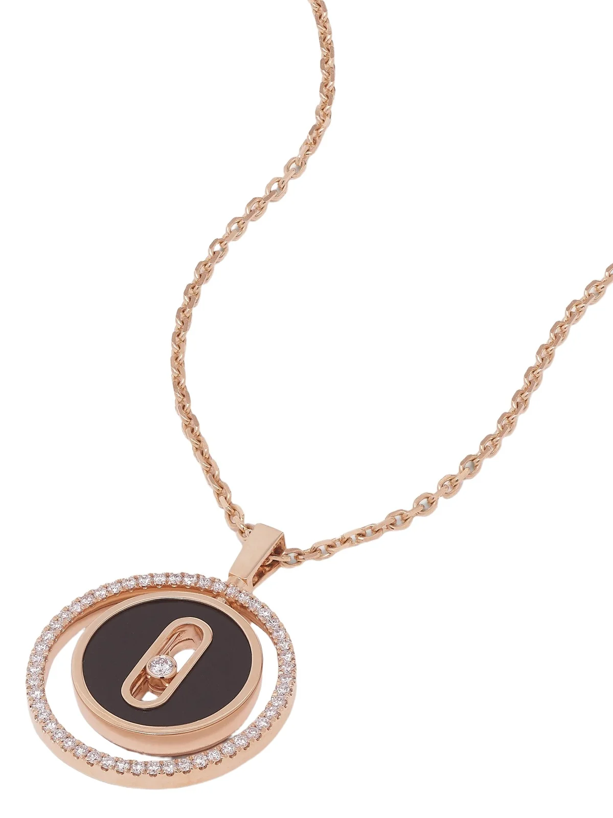 Lucky Move 18-karat Rose Gold, Onyx And Diamond Necklace Lucky Move 18-karat Rose Gold, Onyx And Diamond Necklace