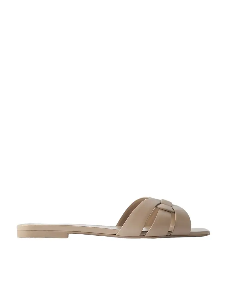 Saint Laurent Tribute Woven Leather Slides | Image 1 Saint Laurent Tribute Woven Leather Slides | Image 1