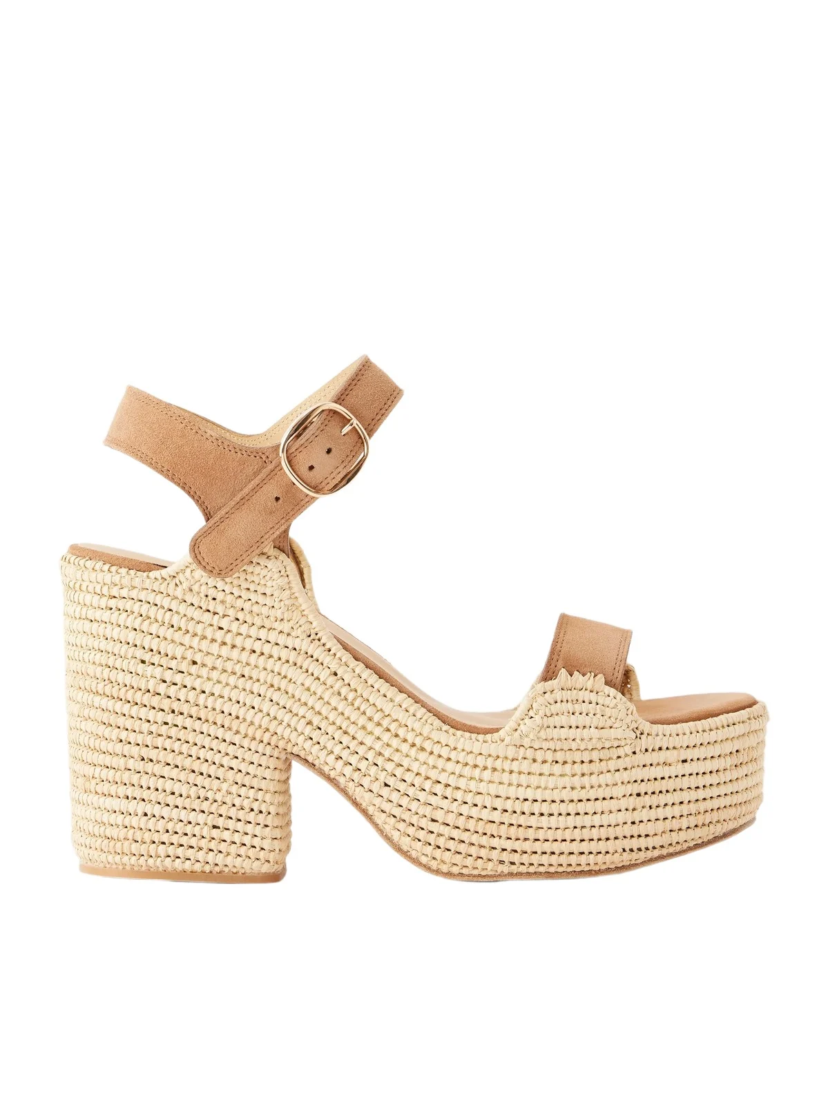 Sardis 100 Raffia-trimmed Suede Sandals