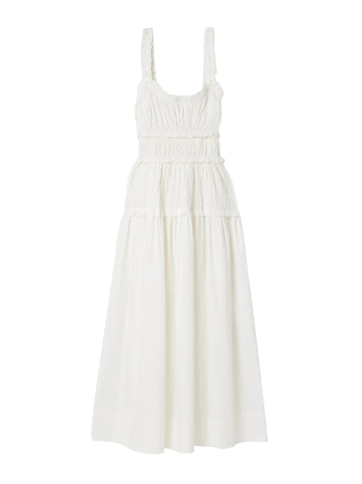 Marianne Shirred Organic Cotton-poplin Midi Dress