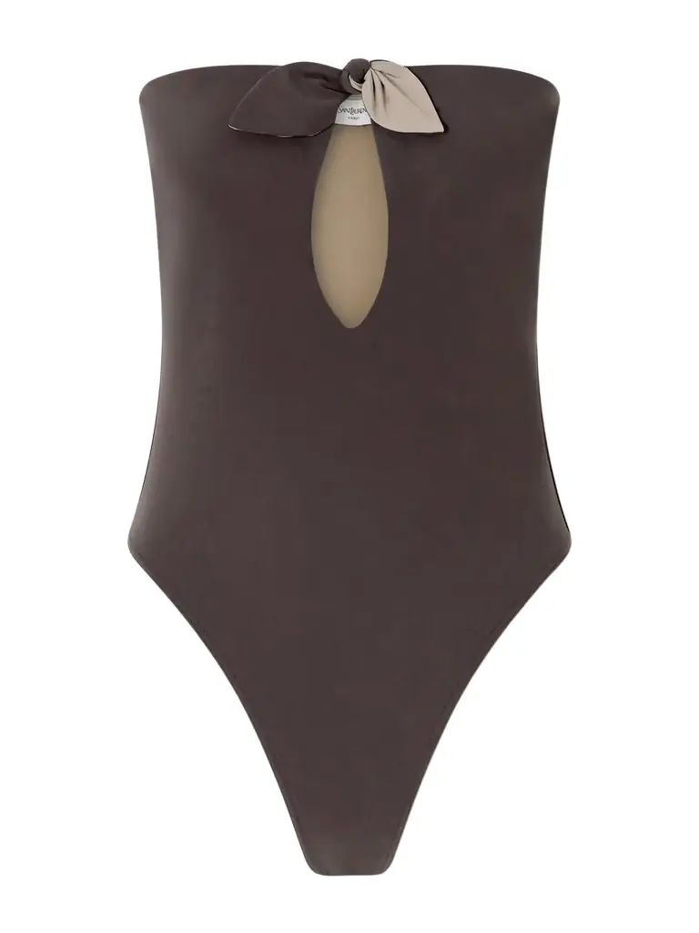 Saint Laurent Bow-detailed Strapless Swimsuit | Image 1 Saint Laurent Bow-detailed Strapless Swimsuit | Image 1