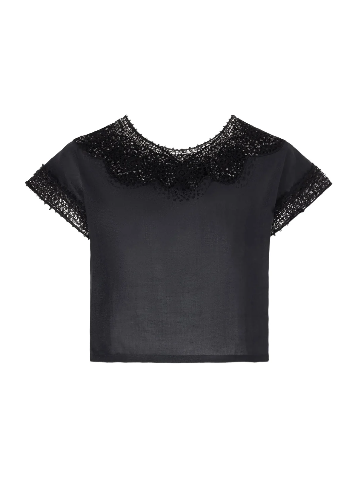 Caila Crochet-knit Trimmed Ramie Top Caila Crochet-knit Trimmed Ramie Top