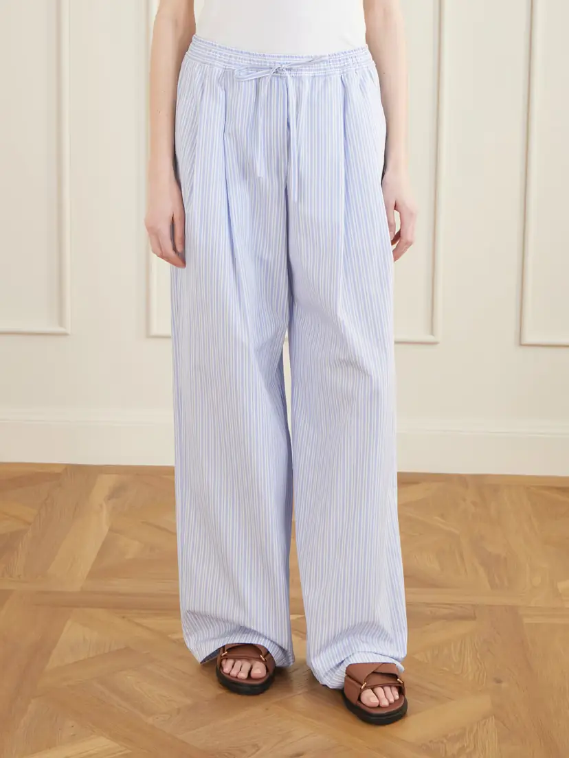 Dolce & Gabbana Pleated Striped Cotton-poplin Wide-leg Pants | Thumbnail 3