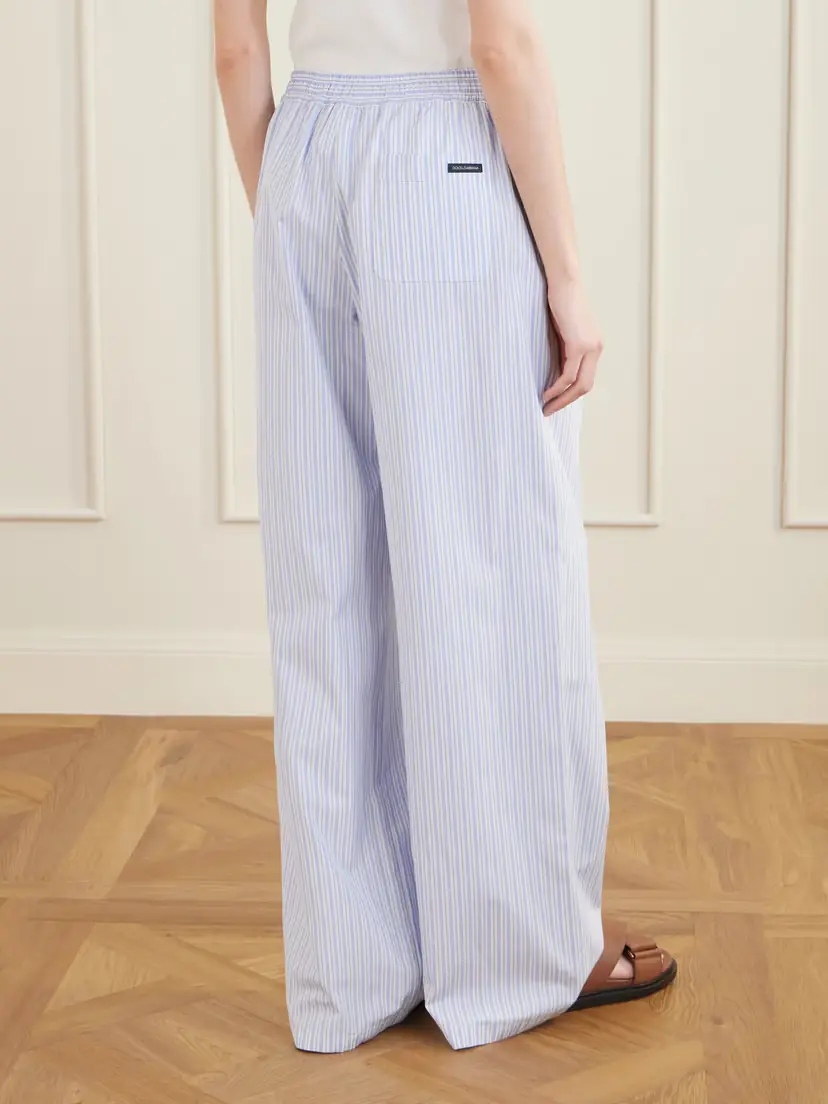 Dolce & Gabbana Pleated Striped Cotton-poplin Wide-leg Pants | Thumbnail 4