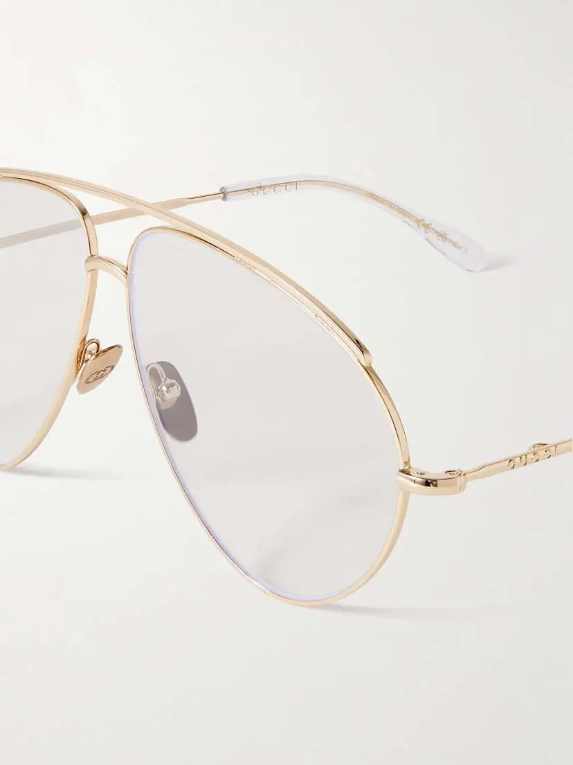 Gucci Eyewear Fashion Show Aviator-style Gold-tone Optical Glasses | Thumbnail 4