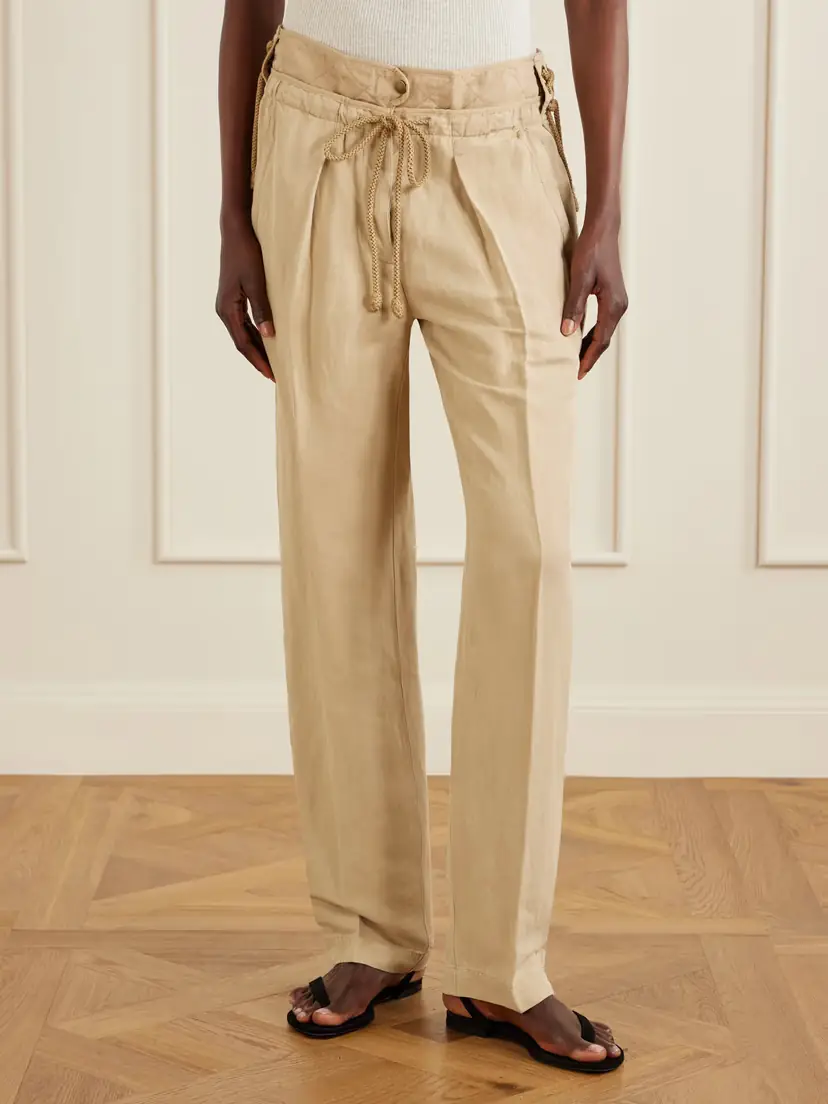 Isabel Marant Sharon Pleated Linen And Silk-blend Straight-leg Pants | Thumbnail 3