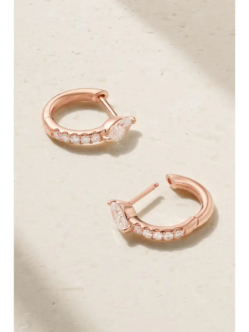 Anita Ko Bobbi 18-karat Rose Gold Diamond Hoop Earrings | Thumbnail 3 Anita Ko Bobbi 18-karat Rose Gold Diamond Hoop Earrings | Thumbnail 3