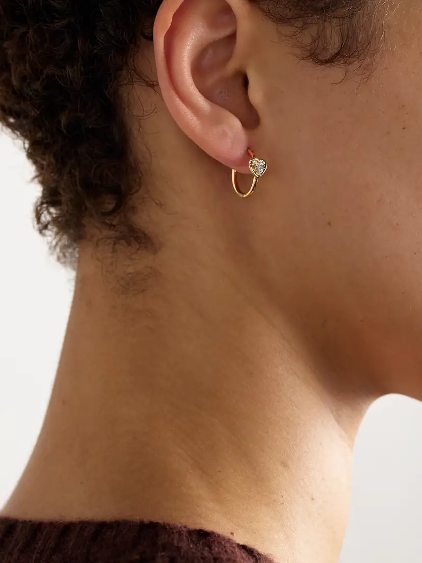STONE AND STRAND Tie The Knot 9-karat Gold Diamond Hoop Earrings | Thumbnail 2