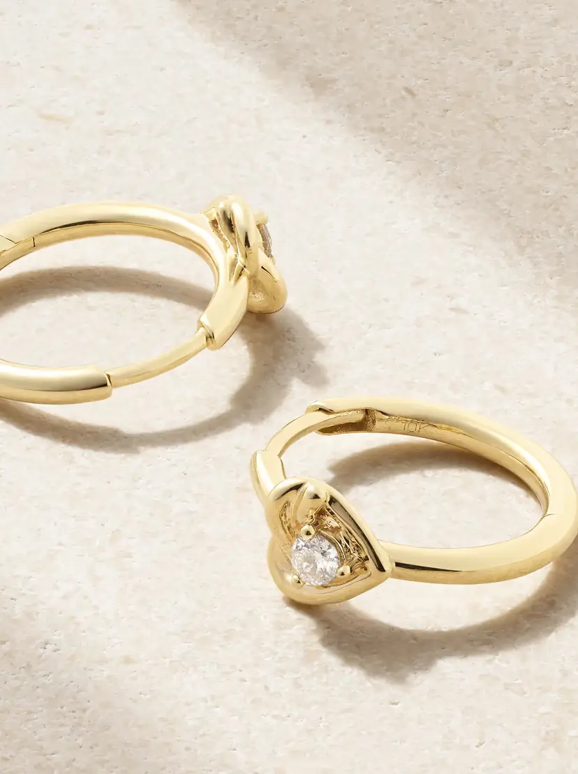 STONE AND STRAND Tie The Knot 9-karat Gold Diamond Hoop Earrings | Thumbnail 3