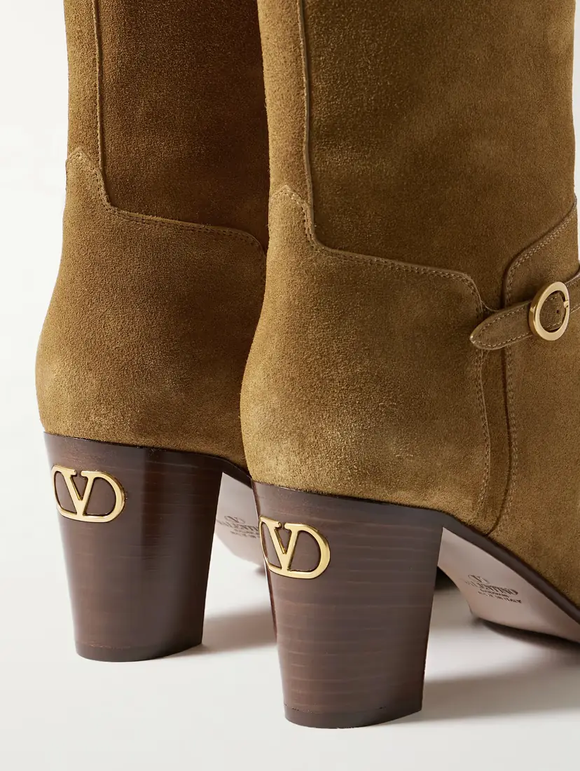 Valentino Garavani Pattie 75 Buckle-embellished Suede Knee Boots | Thumbnail 4