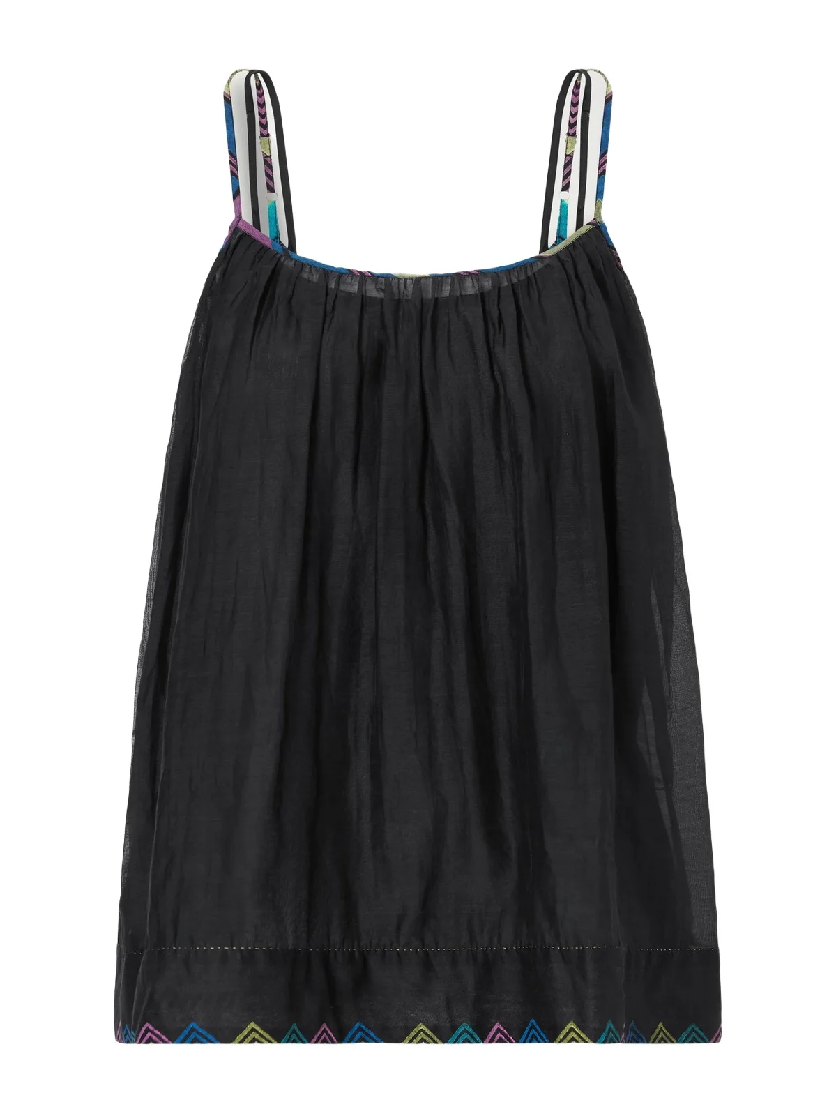 Eka Gladioli Printed Cotton And Silk-blend Top - Black