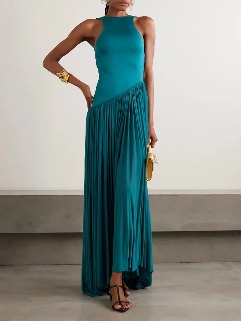 Zimmermann Luna Asymmetric Cutout Pleated Jersey Gown | Thumbnail 2 Zimmermann Luna Asymmetric Cutout Pleated Jersey Gown | Thumbnail 2