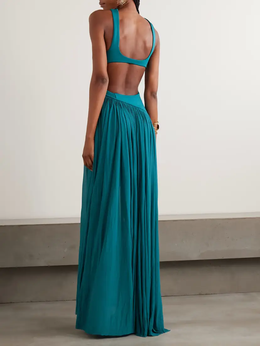 Zimmermann Luna Asymmetric Cutout Pleated Jersey Gown | Thumbnail 3 Zimmermann Luna Asymmetric Cutout Pleated Jersey Gown | Thumbnail 3