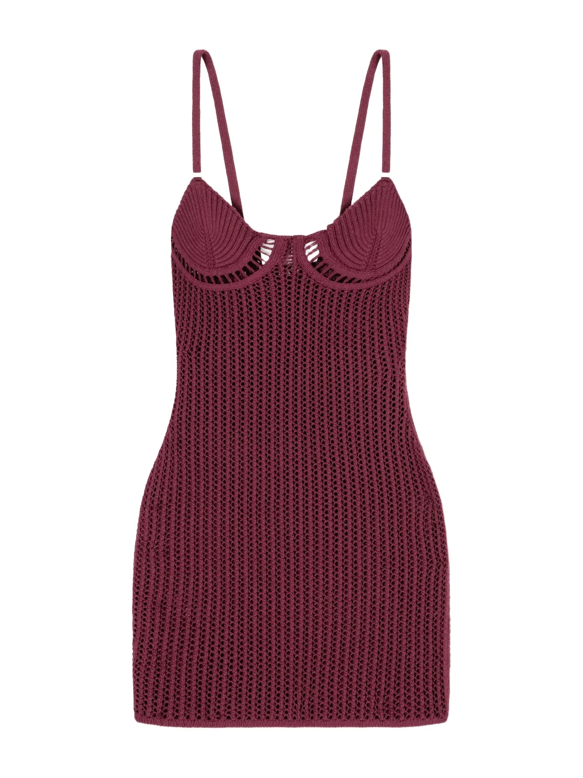 Crochet-knit Cotton-blend Mini Dress