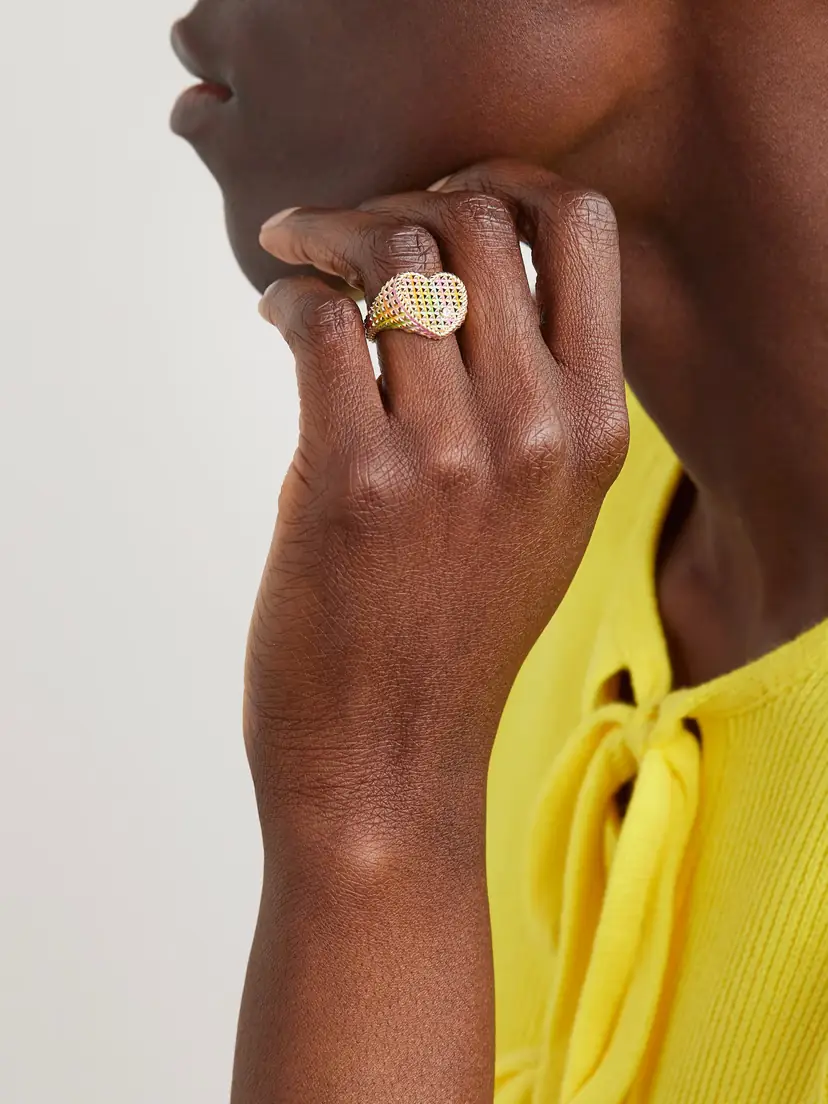 Yvonne Léon Chevaliere Coeur 9-karat Gold, Diamond And Enamel Ring | Thumbnail 2 Yvonne Léon Chevaliere Coeur 9-karat Gold, Diamond And Enamel Ring | Thumbnail 2