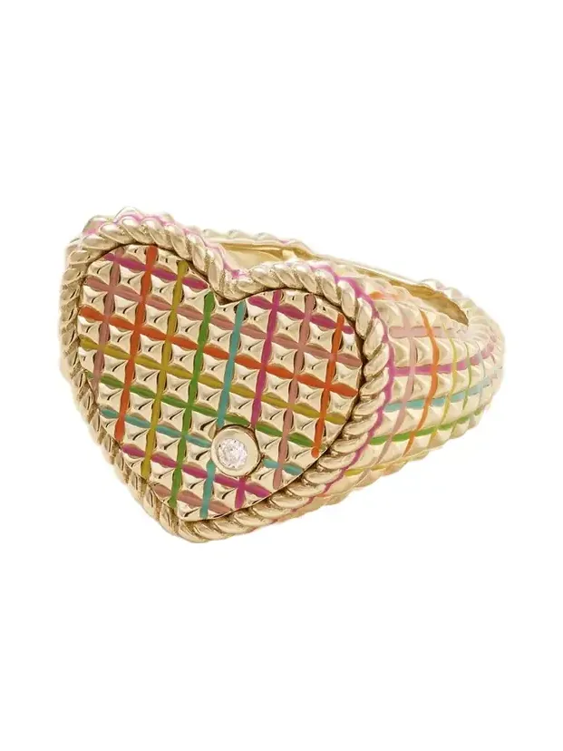 Chevaliere Coeur 9-karat Gold, Diamond And Enamel Ring Chevaliere Coeur 9-karat Gold, Diamond And Enamel Ring