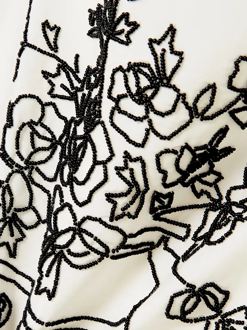 BODE Rosebloom Cropped Bead-embellished Fringed Cotton And Silk-blend Top - White | Thumbnail 4