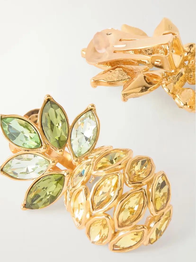Oscar de la Renta Crystal-embellished Gold-tone Clip Earrings | Thumbnail 3 Oscar de la Renta Crystal-embellished Gold-tone Clip Earrings | Thumbnail 3